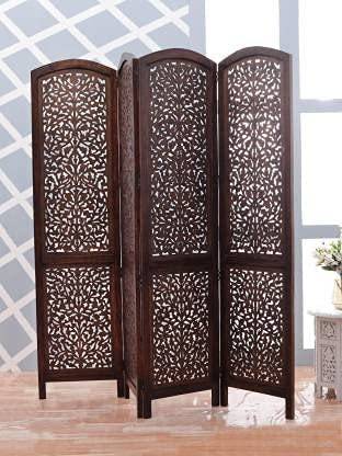 India wood mart Wooden Room Divider | 4 Panel Design Partition | Wood Panel Separators Solid Wood Decorative Screen Partition