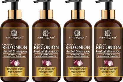 Pink Square Premium Red Onion Herbal Shampoo Combo Pack of 4, 300ml(1200ml)