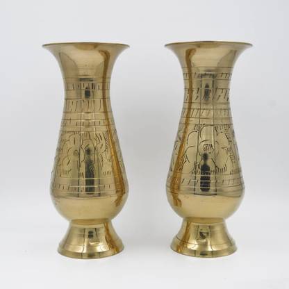 Alodie Pure Brass Flower Stand | Pital Flower Vase| Golden Vase (3Wx8.2H INCHES) Brass Vase