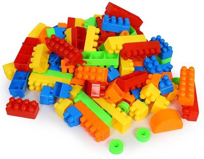 Kidzone Mini Blocks Plus Pieces Small Blocks for Kids with Wheel - Train Blocks for Kids