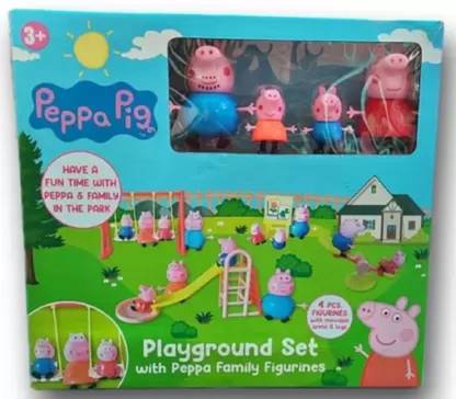 giftsrus Peppa Pig Playground Set with Peppa Pig Family with Swings, Slides