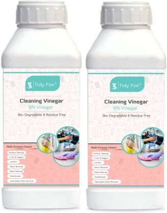 Tidy Fox Cleaning Vinegar - 2 LTR (All Purpose Cleaner / High Power / MADE IN INDIA) - 2 BOTTLES OF 1 LITRE EACH