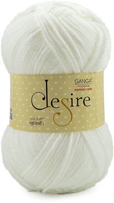 GANGA Desire Hand Knitting and Crochet yarn (White) (200gms)