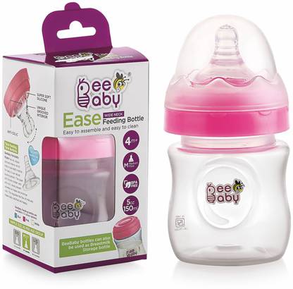 Beebaby Ease Wide Neck Baby Feeding Bottle. 100 % BPA Free. (Pink) ( 150 ML / 5 Oz.) - 150 ml