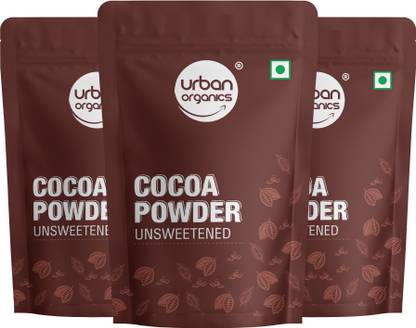 Urban Organics Natural Cocoa Powder For Chocolate Cake Baking, Shake & Smoothies-100g X 3 Cocoa Powder