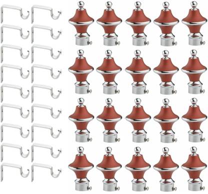 Karrington Maroon Rod Rail Bracket, Curtain Knobs