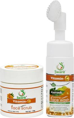Swarit Vitamin-C Combo ( Vitamin-C foaming face wash 150 ml+Vitamin-C Face scrub 100gm)