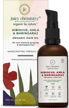 Juicy Chemistry Hibiscus, Amla & Bhringaraj Organic  Hair Oil