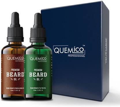 Quemico Professionnel Beard Growth Oil, Combo Pack [Sandal Wood & Tea Tree oil] | 35ml Each Hair Oil