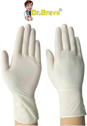 Dr.Brave Disposable Medical Hand Gloves Medium Size (Pack of 100) Latex Surgical Gloves