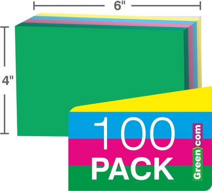 greencom PK OF 500 Index Flash Cards, Blank Index Cards 4" x 6",220 GSM 4 Assorted Color unruled 4" x 6" size is perfect for color-coding projects, detailed study, creating flash cards, making lists, 220 gsm Multipurpose Paper