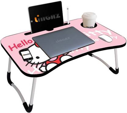 LINGAZ Multi-Purpose Laptop Table with Dock Stand/Study Table/Bed Table/Foldable table Wood Portable Laptop Table