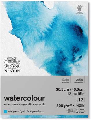 Winsor & Newton Watercolour Paper - Cold Press 300 GSM - 30.5 cm x 40.6 cm or 12'' x 16'' Sketch Pad