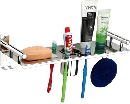 Well Set Multi Use 3in1 Bathroom Shelf & Rack Soap Dish&Tumbler&Soap&Tooth Brush Holder
