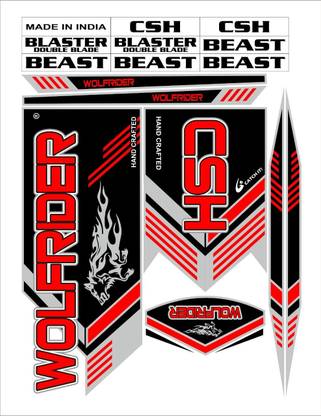 CSH WOLFRIDER WR PRE KNOCKED BLASTER RED CRICKET Bat Sticker