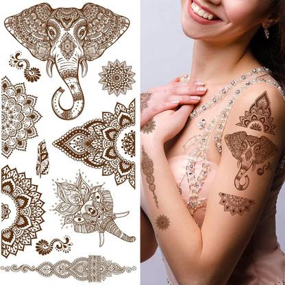 Ordershock Elephant Mehndi Design Tattoo Stickers For Male And Female Tattoo Body Art