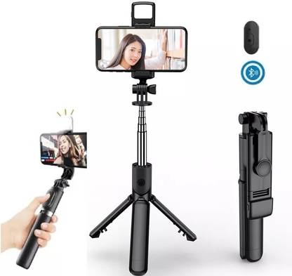 KIHA Bluetooth Folding Selfie Stick with Led Light Wireless Remote and Tripod Stand Tripod