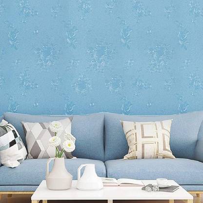 Mehul Abstract Blue, Silver Wallpaper