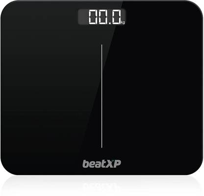 beatXP Gravity Elite Black Weighing Machine | Thick Tempered Glass | Backlit LCD Panel Weighing Scale