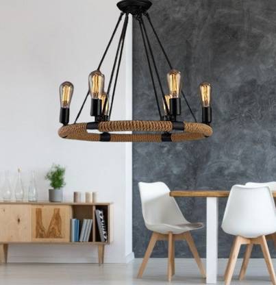 GENREE 6 LIGHT Jute Jhoomar/Chandelier/ Hanging Light/ Ceiling Light to décor your Home Chandelier Ceiling Lamp