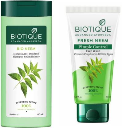 BIOTIQUE Neem Shampoo 180 ML & Neem Face Wash 150 ML