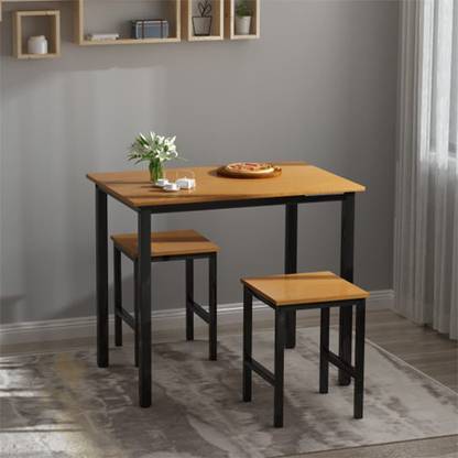 StarWooden Small Dining Table and 2 Stools, Kitchen Breakfast Dining Table Set Solid Wood 2 Seater Dining Set