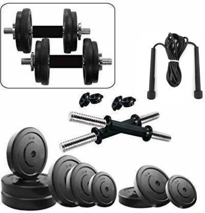 BRAWL Approved by Flipkart 10 PVC Gym Kit ( weight plates with Skipping Rope ) Adjustable Dumbbell