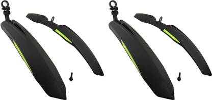 ABC AMOL BICYCLE COMPONENTS Front & Rear Mudguard with Reflective Tape ,Color Green Black(Pack Of 2) Full Length Front & Rear Fender
