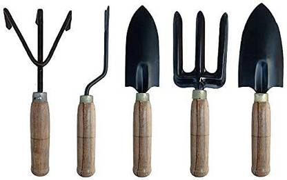 Ravel Gardening tool set of 5 WOOD HANDLE Garden Tool Kit