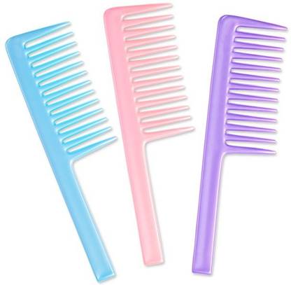 Nyamah sales Professional Plastic Wide Tooth Shower Hair Comb Detangling Handle Hair Comb 3pc