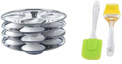 Blue Trance Non stick 4 palte idli maker with spatula maker Induction & Standard Idli Maker