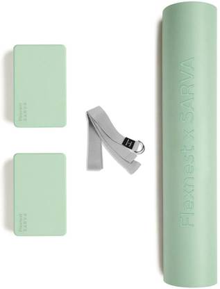 Flexnest x SARVA Yoga Kit 8mm Extra Thick TPE Yoga Mat 2 Pack Yoga Blocks with Yoga Strap Fitness Accessory Kit Kit