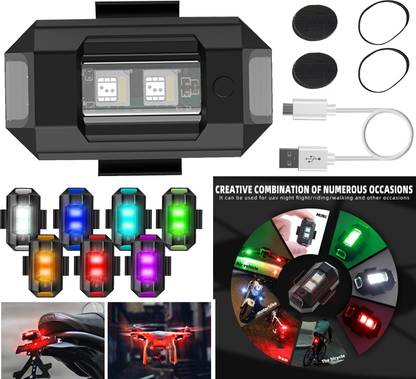 DSTECHBAR Universal Safety Small 7 Colors, 30 Modes, Cycle, Helmet, Motorbike 1pc LED Rear Break Light