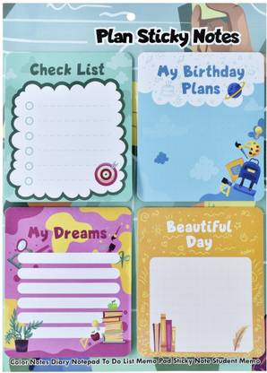 R H lifestyle To Do List Sticky Notes Pad Template Memo Planner for Checklist SN4469 15 Sheets regular, 5 Colors