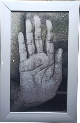 ALDOMIN Neem karoli Baba Hand Print Religious Photo Framed (12.5 x 8 inch) Decorative Showpiece  -  2 cm