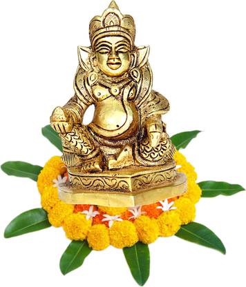 aalayam selveer Kubera Statue | Kuber Statue | Kuberar Silai | Kubera Idol | Kuber Murti Brass Decorative Showpiece  -  9.5 cm