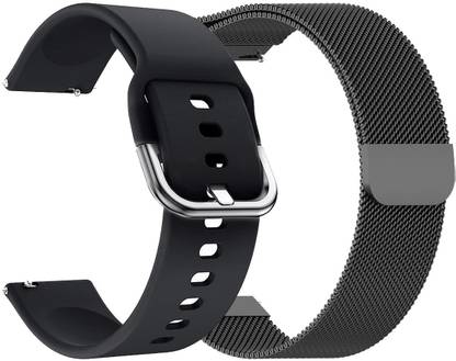 AOnes Pack of 2 Silicone & Metal Chain Belt Watch Strap for Amazfit Gtr 2 Smart Watch Strap