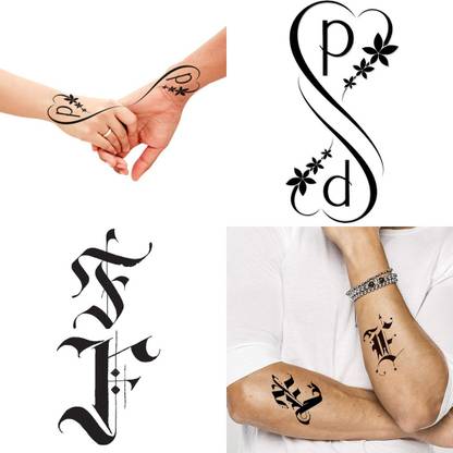 Ordershock FN Name Letter Tattoo Waterproof Boys and Girls Temporary Body Tattoo Pack of 2.