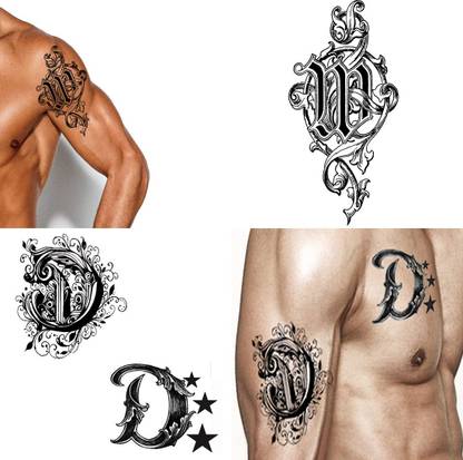 Ordershock DM Name Letter Tattoo Waterproof Boys and Girls Temporary Body Tattoo Pack of 2.