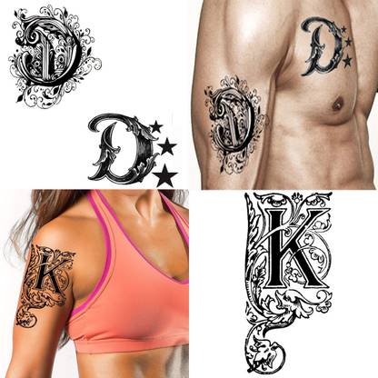 Ordershock DK Name Letter Tattoo Waterproof Boys and Girls Temporary Body Tattoo Pack of 2.
