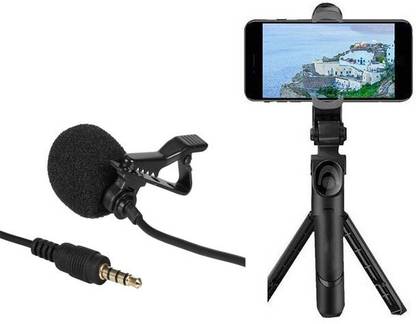 Uborn 360 ROTATIONAL SELFIE STICK CUM TRIPOD & COLAR MIC FOR SELFIE,INTERVIEW&VLOGING. Tripod