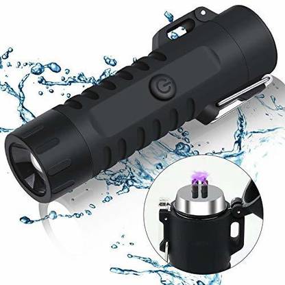 Gabbar ™3 in 1 Waterproof Rechargeable Electric Lighter with Flashlight & Compass, Dual Arc Plasma Beam Lighter-USB Rechargeable-Windproof-No Butane Cigarette Lighter