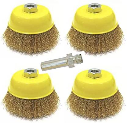 Kshivi Non Twisted Thread Wire Cup Brush for Angle Grinder With Drill Attachment M10 Wheel Brush