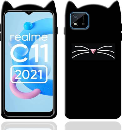 TKTHUB Back Cover for REALME C11 Girls 3D Cartoon Cute Cat Silicone case