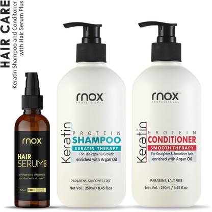 RNOX Keratin Shampoo and Conditioner Combo with Hair Serum for Strengthening and Smoothening Hair | Part of Keratin Treatment