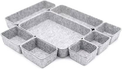 Sunvibe 8 Compartments Felt Material Multifunctional Desk Organizer Tray Set for Drawer, Household and Office Desk