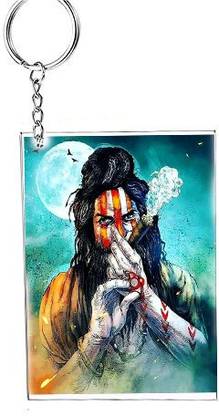 Picture Affairs Production Acrylic keychain Keyring Bhole Baba Keychain Bam Bam Bhole key Shiv Ji printed Key Chain