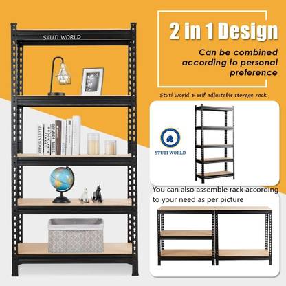 STUTI WORLD 5-tier Metal Shelving Unit Adjustable Garage Storage Utility Rack Luggage Rack