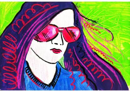 Pitaara Box Girl Wearing Spectacles Unframed Wall Art Painting Print Canvas 16 inch x 23.3 inch Painting