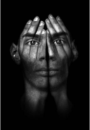Pitaara Box Surreal Dark Portrait Of A Man Unframed Wall Art Painting Print Canvas 30.4 inch x 20.8 inch Painting